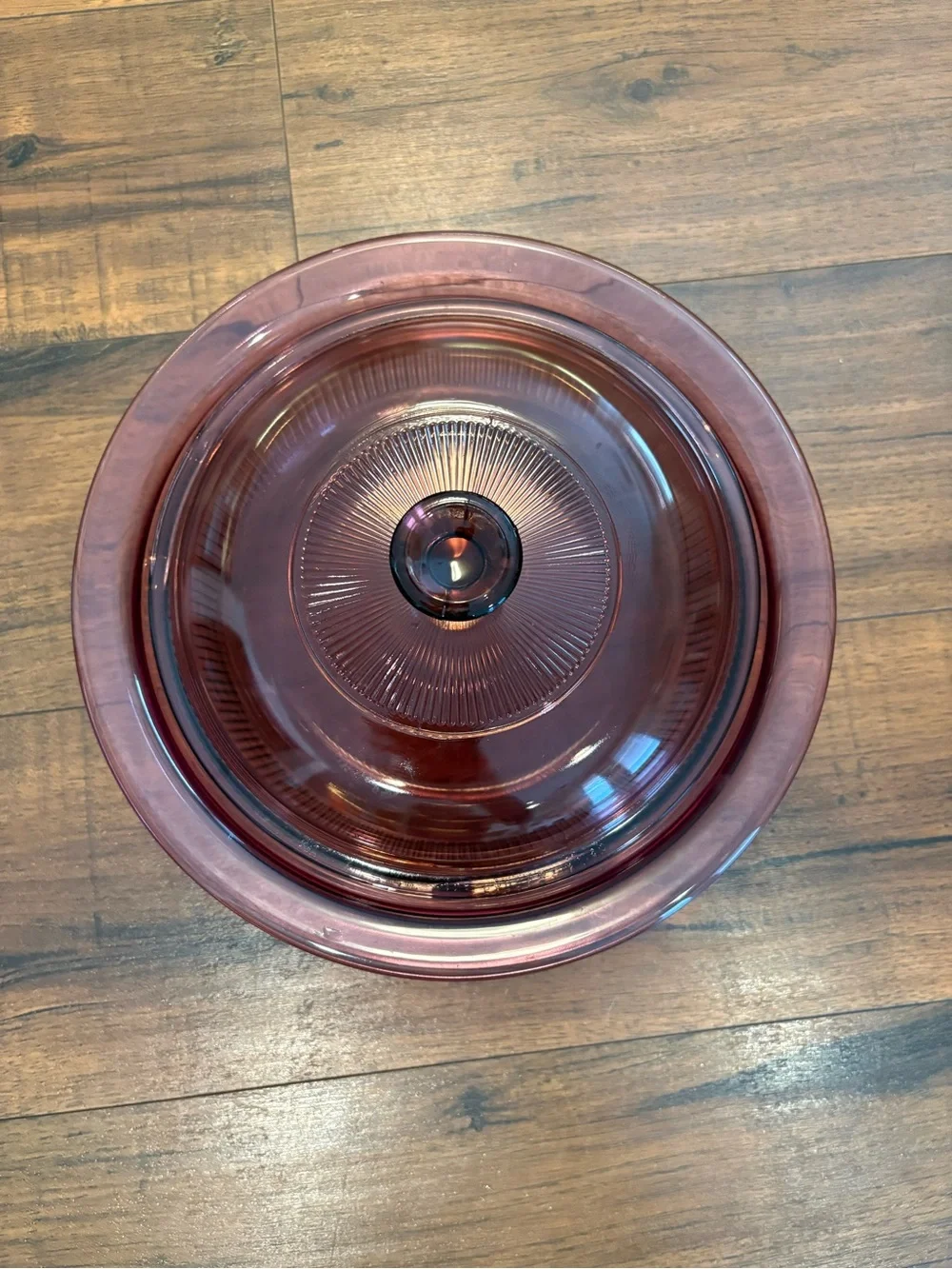 Vintage PYREX VISION Cranberry 1 Qt V-31-B  Round Ribbed Covered Casserole Dish